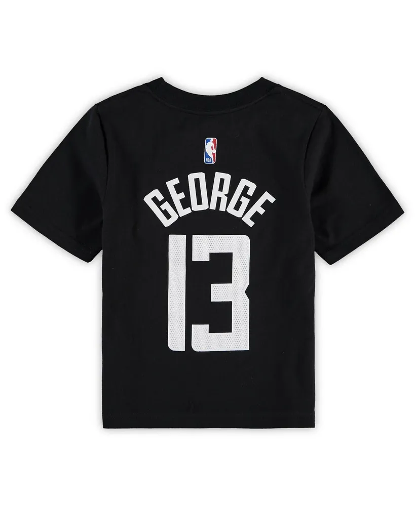 Preschool Boys and Girls Jordan Paul George Black La Clippers Statement Edition Name Number T-shirt