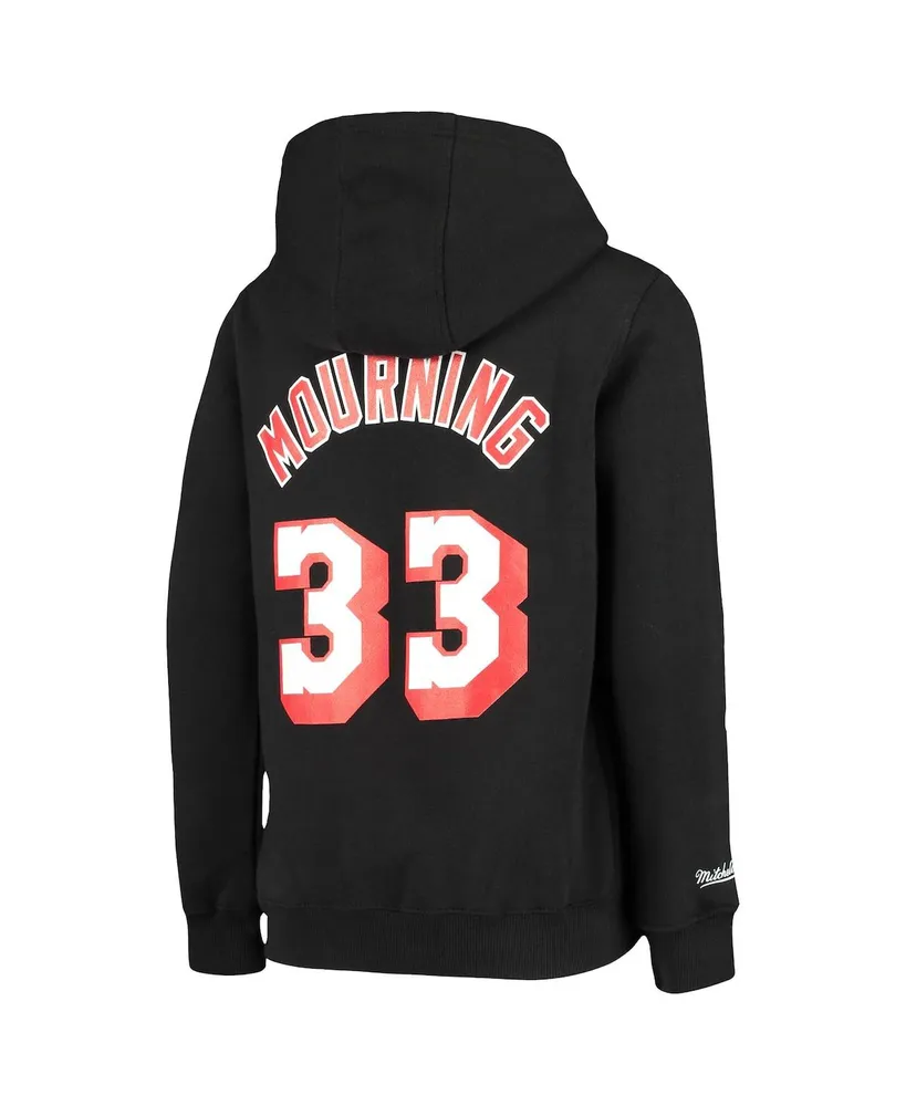 Big Boys Mitchell & Ness Alonzo Mourning Black Miami Heat Hardwood Classics Name and Number Pullover Hoodie