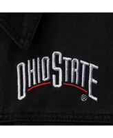 Women's The Wild Collective Black, Scarlet Ohio State Buckeyes Denim Flannel Stitch Button-Up Shirt