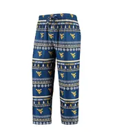 Men's Concepts Sport Navy West Virginia Mountaineers Ugly Sweater Long Sleeve T-shirt and Pants Sleep Set