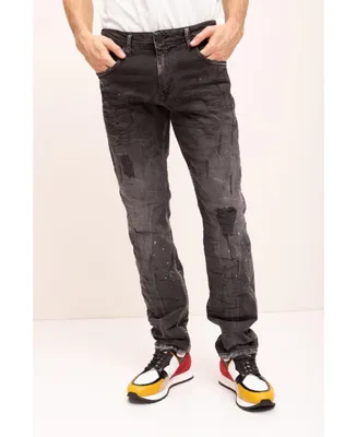 Ron Tomson Men's Modern Distressed Denim Jeans