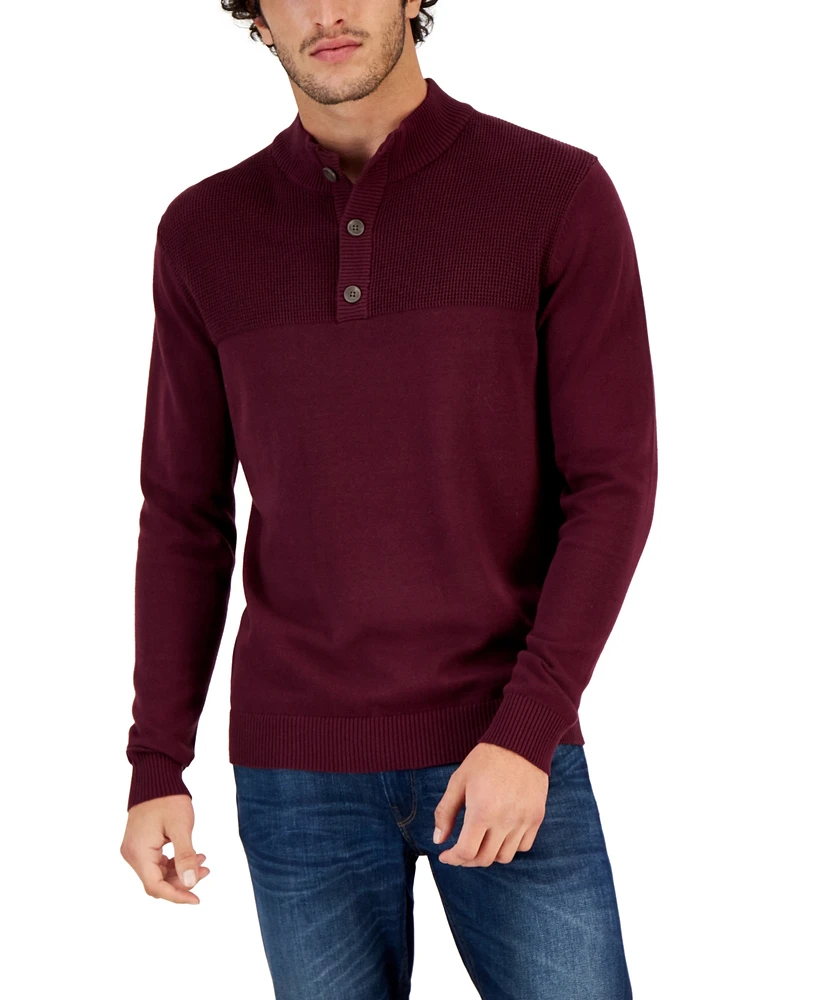 Club Room Men's Button Mock Neck Sweater, Created for Macy's