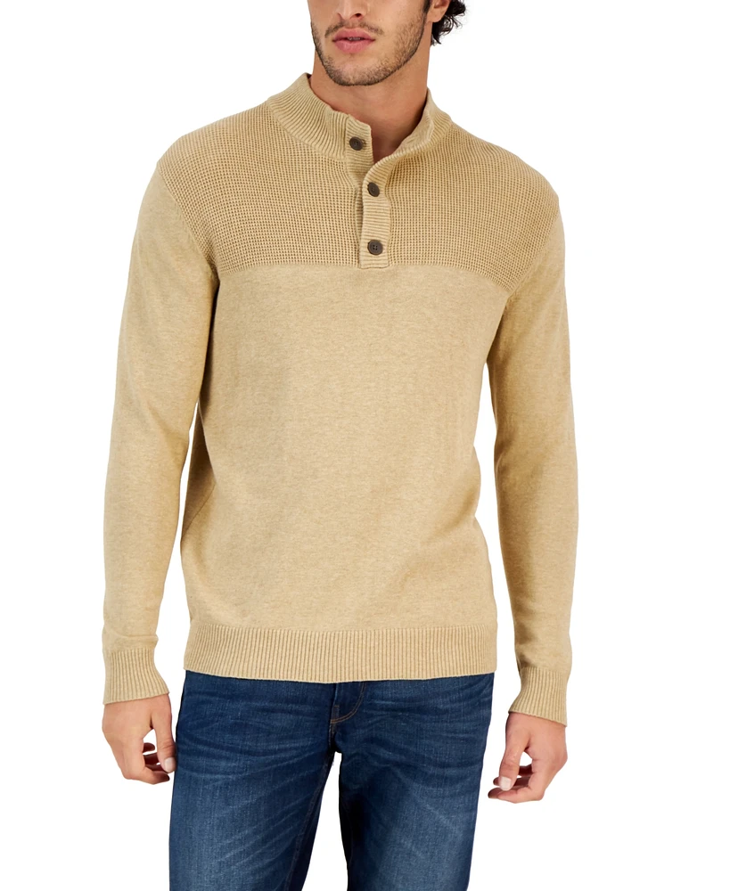 Club Room Men's Button Mock Neck Sweater, Created for Macy's