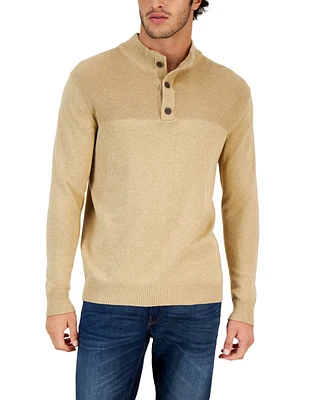 Club Room Men's Button Mock Neck Sweater, Created for Macy's