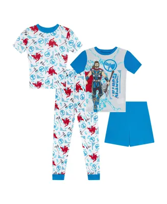 Big Boys Thor T-shirts, Pajama and Shorts, 4-Piece Set