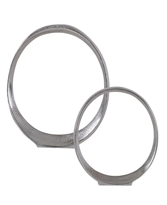 Uttermost Orbits Nickel Ring Sculptures, Set of 2