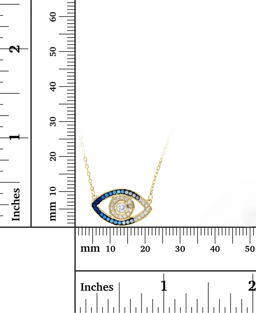 Cubic Zirconia Evil Eye Pendant Necklace in 14k Gold-Plated Sterling Silver, 16" + 1" extender