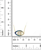 Cubic Zirconia Evil Eye Pendant Necklace in 14k Gold-Plated Sterling Silver, 16" + 1" extender