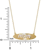 Giani Bernini Cubic Zirconia Mom Script Radiant Disc 18" Pendant Necklace in 18k Gold-Plated Sterling Silver, Created for Macy's