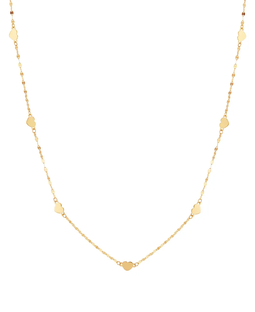 Heart Station 18" Collar Necklace in 14k Gold