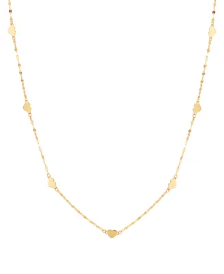 Heart Station 18" Collar Necklace in 14k Gold