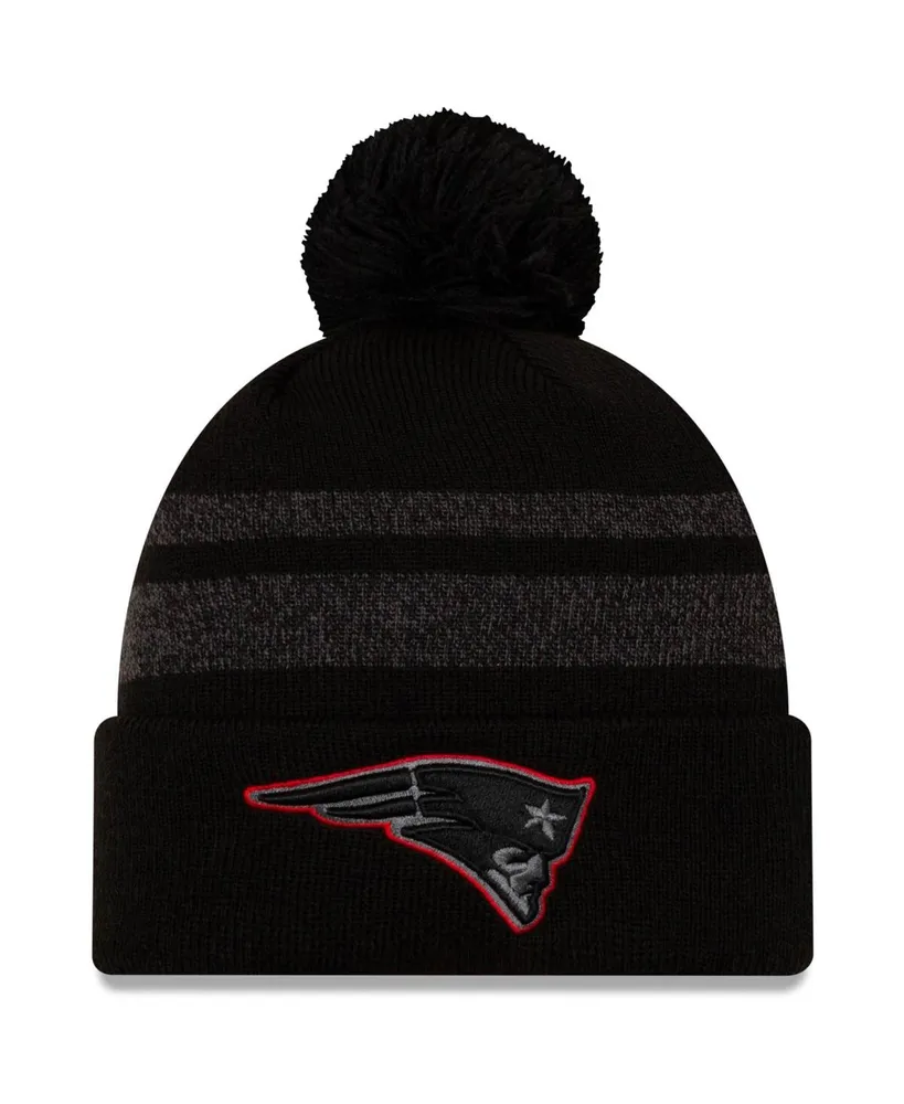 Men's New Era Black New England Patriots Dispatch Cuffed Knit Hat With Pom