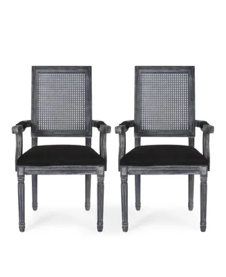 Maria French Country Wood And Cane Upholstered Dining Chair Set, 2 Piece
