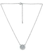 Giani Bernini Cubic Zirconia Coin Pendant Necklace in Sterling Silver, 16" + 2" extender, Created for Macy's