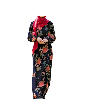 Women's Floral Drawstring Maxi Dress