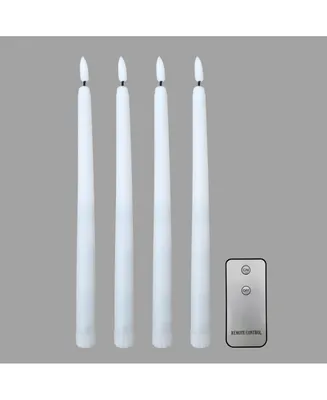 Battery Operated Wick Flame Taper Candles with Remote Control, Set of 4