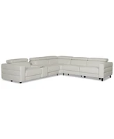 Silvanah 6-Pc. "L" Leather Sectional with Power Recliners Console