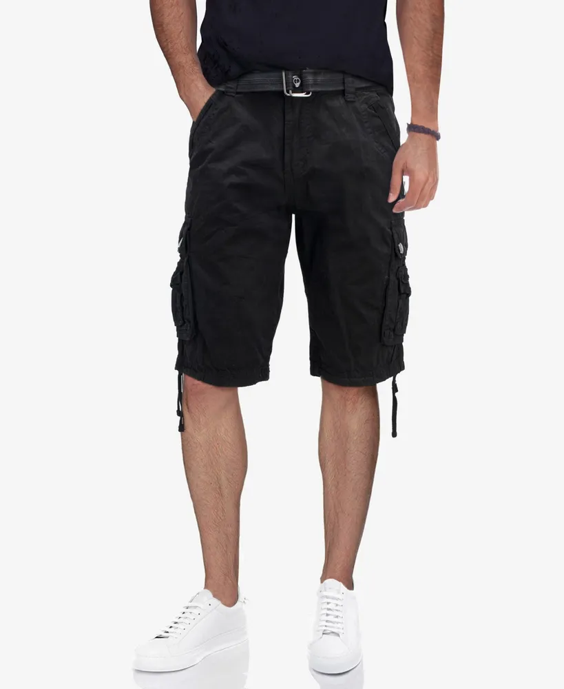 Men's Belted Multi Pocket Cargo Shorts