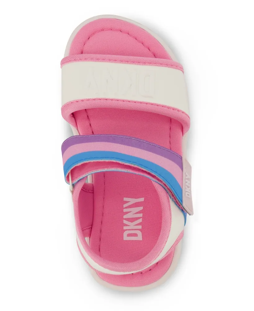 Dkny Toddler Girls Elastic Strap Pop Logoing Flat Sandals
