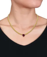 Lab-Grown Ruby Heart 18" Collar Necklace (2-7/8 ct. t.w.) in Yellow-Plated Sterling Silver