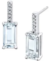 Aquamarine (2-3/4 ct. t.w.) & Diamond (1/20 ct. t.w.) Stud Earrings in Sterling Silver