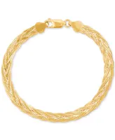 Giani Bernini Braided Herringbone Link 7-1/2" Bracelet in 14k Gold-Plated Sterling Silver, Created for Macy's