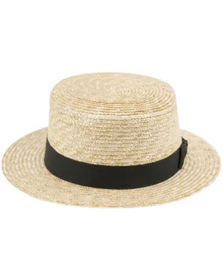 Unisex Straw Skimmer Boater Hat