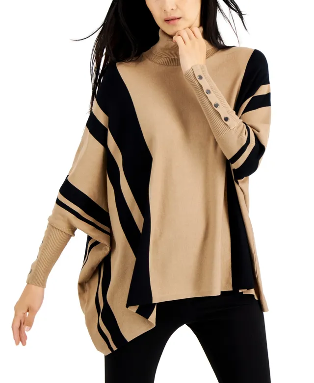 Alfani Petite Turtleneck Poncho Sweater, Created for Macy's