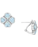 Blue Topaz Heart Flower Stud Earrings (4-2/5 ct. t.w.) Sterling Silver (Also Rose Quartz)