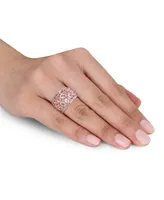 Rose Quartz (6 ct. t.w.) & Diamond (1/20 Openwork Statement Ring Gold-Plated Sterling Silver