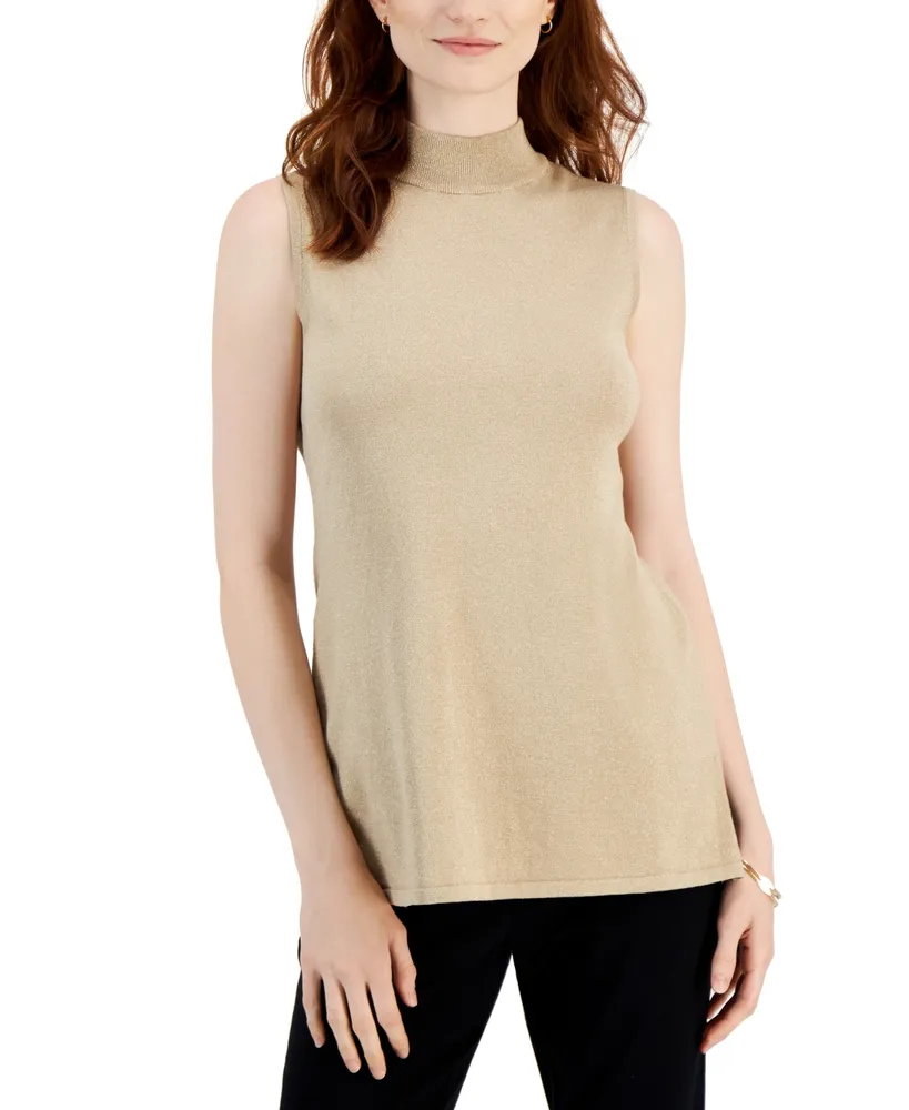 Jm Collection Women's Vented-Hem Mock-Neck Sweater, Created for