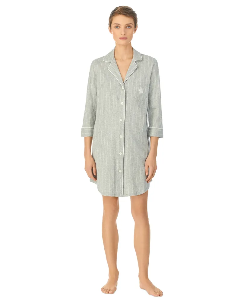 Lauren Ralph Knit Notch Collar Cotton Sleep Shirt