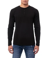 X-Ray Men's Soft Stretch Henley Neck Long Sleeve T-shirt