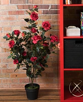 Vickerman 45" Artificial Red Rose Plant in Pot