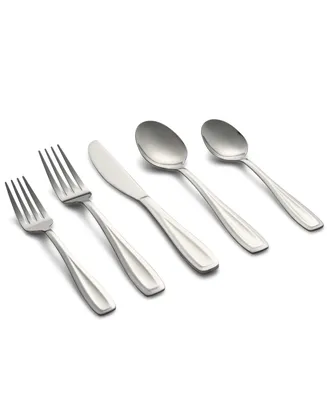 Cambridge Silversmiths Waylen Mirror 40-Piece Flatware with Rustic Buffet, Service for 8