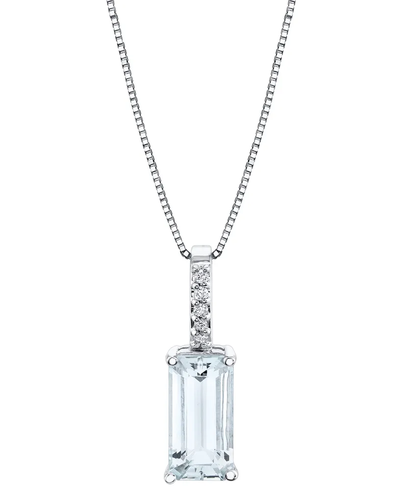 Aquamarine (2-5/8 ct. t.w.) & Diamond (1/20 ct. t.w.) 18" Pendant Necklace in Sterling Silver