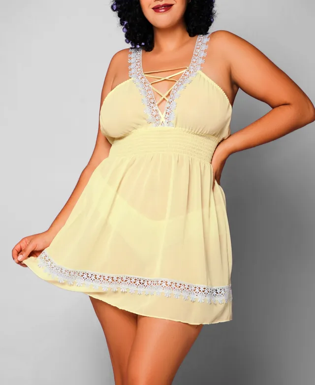 Daisy Babydoll Chemise 2pc Lingerie Set, Online Only