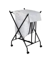 Honey Can Do Single Bounce Back Hamper No Bend Laundry Basket with Wheels and Lid