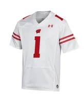 Men's Under Armour #1 White Wisconsin Badgers Premier Football Jersey