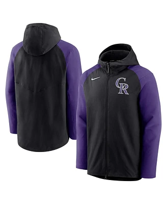 Men's Nike Black, Purple Colorado Rockies Authentic Collection Performance Raglan Full-Zip Hoodie