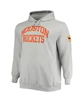 Men's Mitchell & Ness Hakeem Olajuwon Heather Gray Houston Rockets Big and Tall Name Number Pullover Hoodie