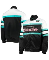 Men's Mitchell & Ness Black Vancouver Grizzlies Hardwood Classics Script Satin Full-Snap Jacket