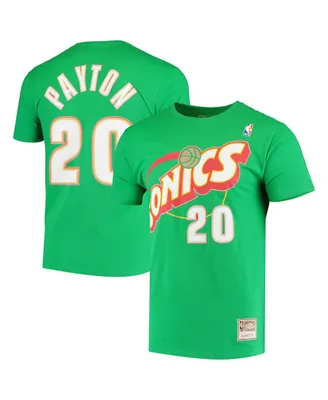 Men's Mitchell & Ness Gary Payton Green Seattle SuperSonics Hardwood Classics Stitch Name and Number T-shirt