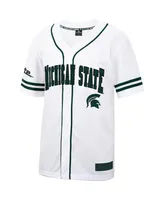 Men's Colosseum White and Green Michigan State Spartans Free Spirited Baseball Jersey