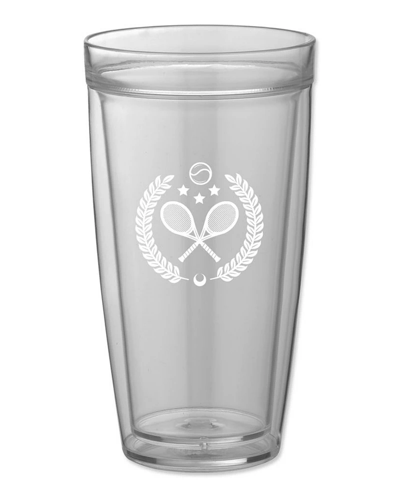 Pastimes 22 Oz Double Old Fashioned Tall Drinking Tennis Glass, Set of 4