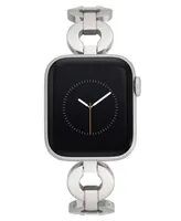 Anne Klein Women's Silver-Tone Alloy Metal Round Link Bracelet designed for Apple Watch 42mm (Series 1-3 only) & 44/45/46/49mm (Ultra & Ultra 2)