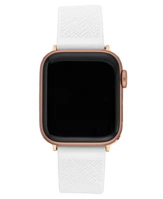 Anne Klein Women's White Textured Silicone Band Compatible with 38/40/41mm Apple Watch