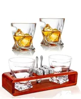 Cigar Glasses on Wood Tray, Set of 16