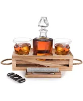 Whiskey Decanter and Cigar Glass Gift Set, 14 Piece