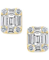 Effy Diamond Emerald-Shaped Baguette Cluster Stud Earrings (3/4 ct. t.w.) in 14k Gold